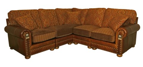 Hinsdale Sectional Sofa Weston Pecan Leather And Fabric Combo | Brown ... for Discovering the Enduring Beauty of the Weston Brown Leather Sofa